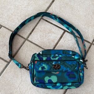 Lug Women's Teal and Blue Floral Crossbody Bag